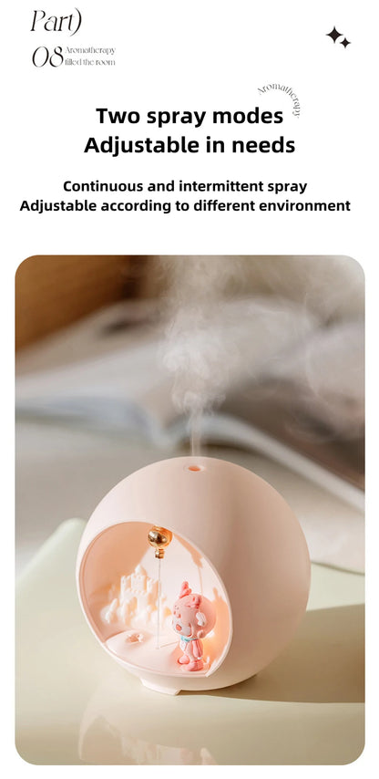 Cute CartoonLamp Mini Air Humidifier USB Aromatherapy Essential Oil Diffuser