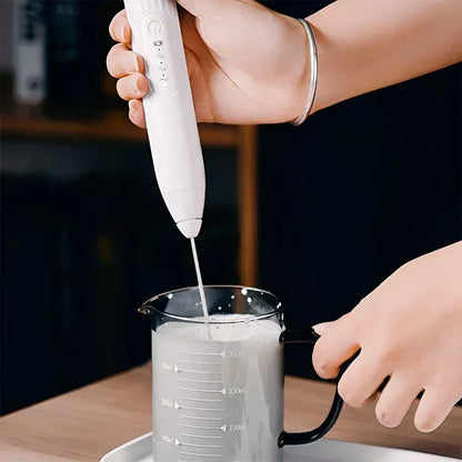 Foam Maker and Baking Mixer Milk Frother 2-in-1 USB Rechargeable Electric Egg Beater